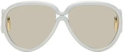 Loewe Gray Pilot Mask Sunglasses In White/other/smoke