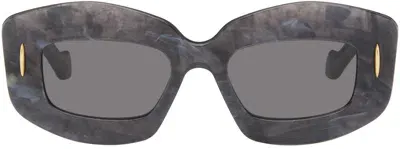 Loewe Gray Screen Sunglasses In Black Horn / Smoke