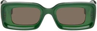 Loewe Green Rectangular Sunglasses In 95e Light Green/othe