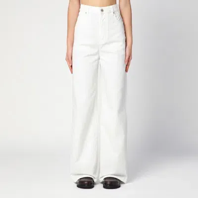 Loewe High-waisted White Denim Jeans In Metal