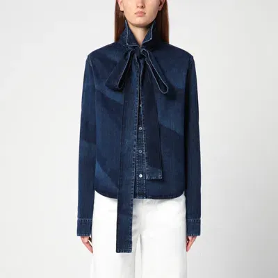 Loewe Indigo Denim Shirt With Bow In Blue