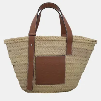 Pre-owned Loewe Large Woven Basket Bag In Beige