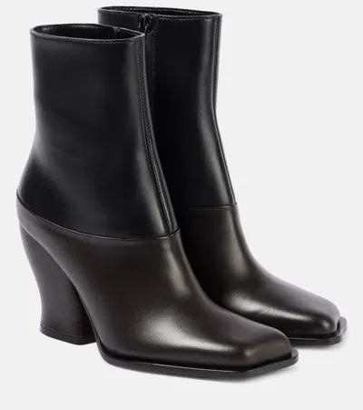 Loewe Leather Ankle Boots In Black