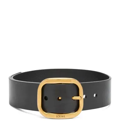 Loewe Leather Rounded-rectangle Belt In Black