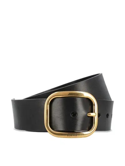 Loewe Logo Engraved Buckled Belt In Black