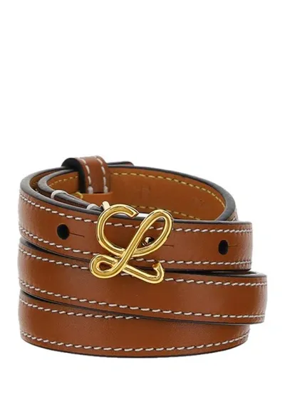 Loewe Logo Plaque Buckle Belt In Brown