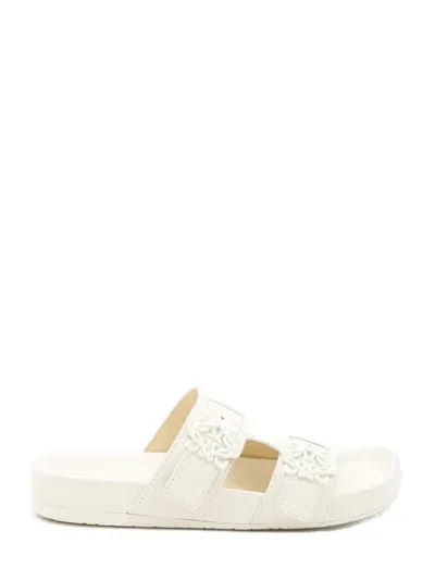 Loewe Logo-plaque Slip-on Sandals In Anthurium White