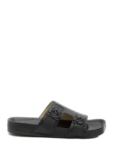 Loewe Logo-plaque Slip-on Sandals In Black