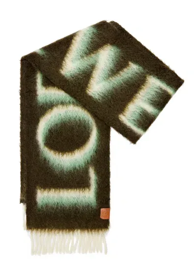 Loewe Logo Scarf In Green