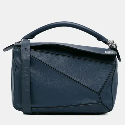 Pre-owned Loewe Medium Puzzle Bag In Blue