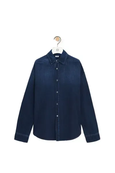 Loewe Men's Indigo Cotton Overshirt In Blue