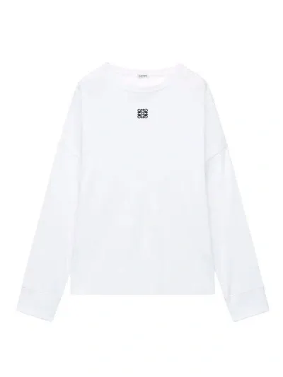 Loewe Oversized Logo-embroidered Ribbed Cotton T-shirt In White