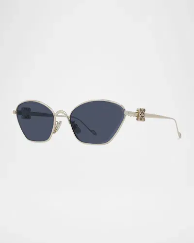 Loewe Men's Lw40115um Metal Cat-eye Sunglasses In Blue Gold