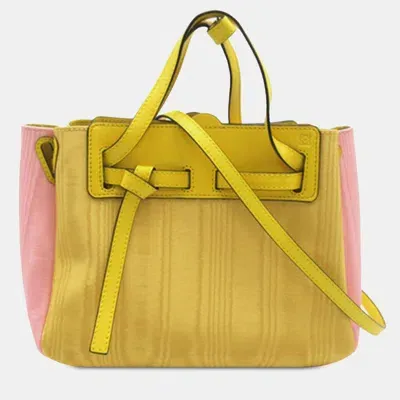 Pre-owned Loewe Mini Nylon Lazo Satchel In Yellow