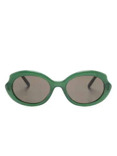 Loewe Mini Oval Slim Sunglasses In 绿色