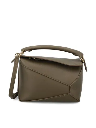 Loewe Mini Puzzle Shoulder Bag In Green