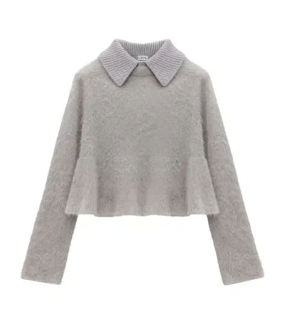 Loewe Mohair-blend Polo Sweater In Grey