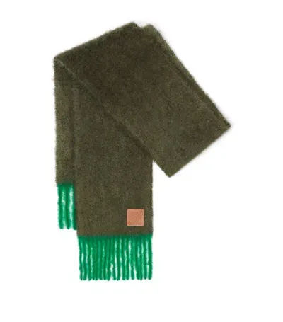 Loewe Mohair-wool Scarf In Green