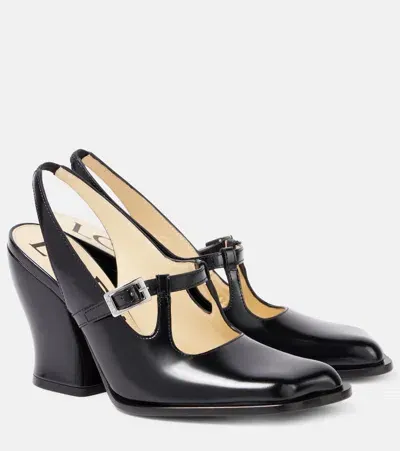 Loewe Onda Brushed Leather Slingback Pumps In Black