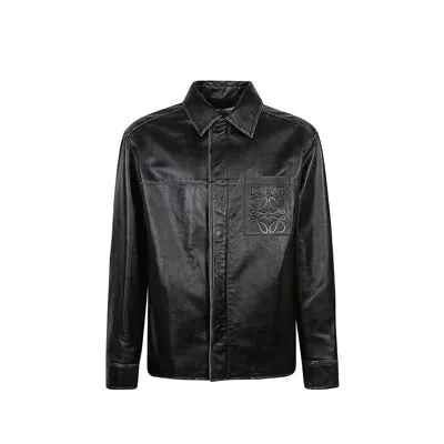 Loewe Overshirt Leather Jacket In Black