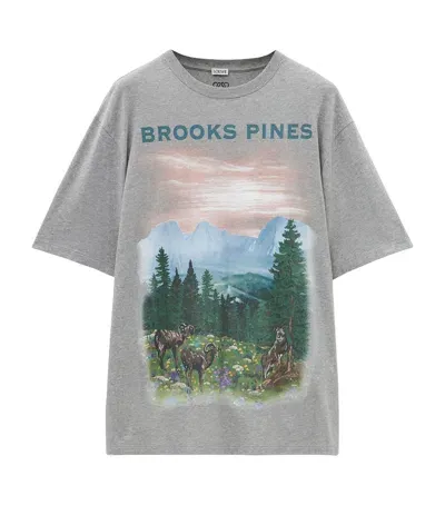 Loewe Oversized Brooks Pines T-shirt In Grey