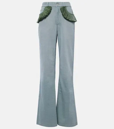 Loewe Paula's Ibiza Fringed Bootcut Jeans In Blue