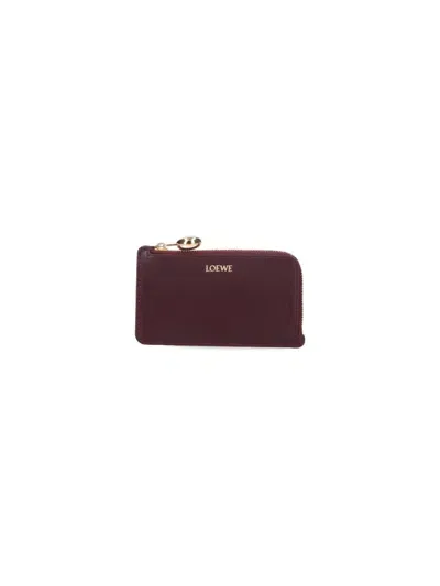 Loewe Leather Pebble Card Holder In Red