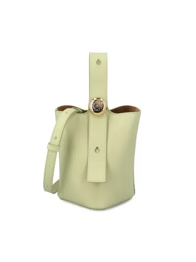 Loewe Pebble Mini Bucket Bag In Light Pear