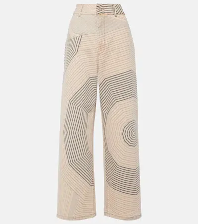 Loewe Printed High-rise Boyfriend Jeans In Beige