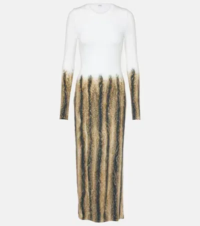 Loewe Printed Jersey Midi Dress In White/multicolor