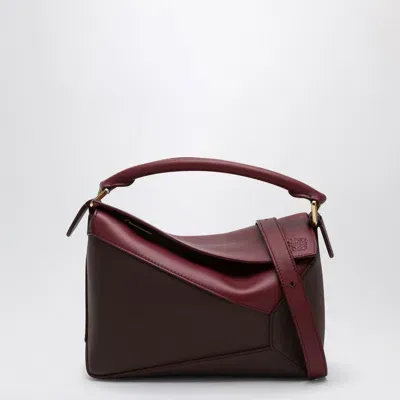 Loewe Two-tone Calfskin Mini Shoulder Bag With Gold-tone Accents In Red