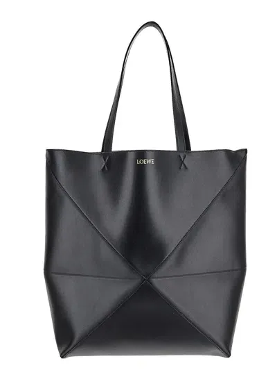 Loewe Puzzle Fold Tote Bag In Black