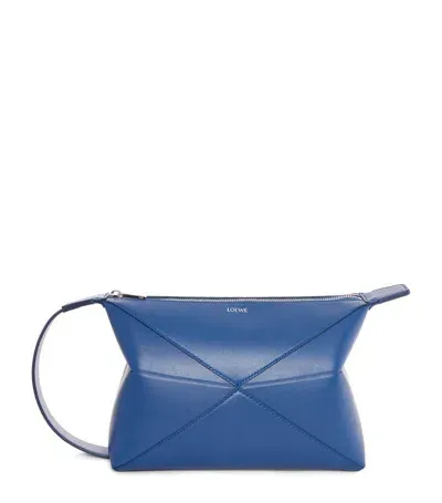 Loewe Puzzle Fold Leather Wash Bag In Undersea