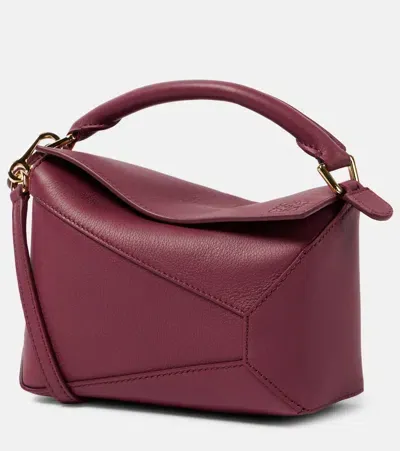 Loewe Puzzle Mini Leather Shoulder Bag In Red