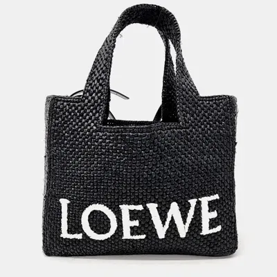 Pre-owned Loewe Raffia Tote And Shoulder Bag In Black