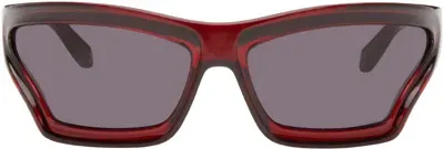 Loewe Red Arch Mask Sunglasses In Shiny Red/smoke