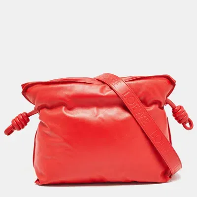 Pre-owned Loewe Red Leather Medium Flamenco Clutch Bag