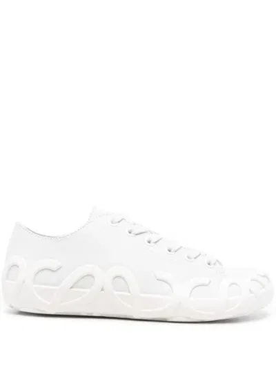 Loewe Rise Suede Sneakers In White