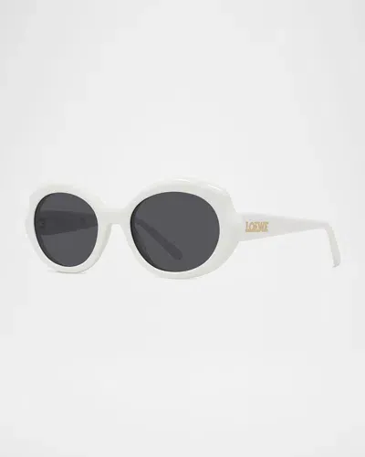 Loewe Round Slim Acetate Sunglasses In Ivory