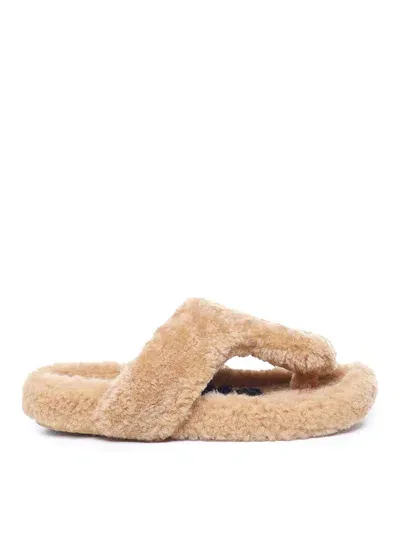 Loewe Comfortable Shearling Sandal In Beige