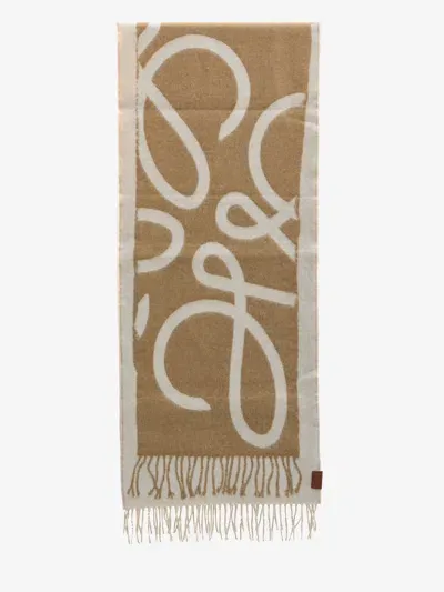 Loewe Scarf In Wool And Cashmere In Brown