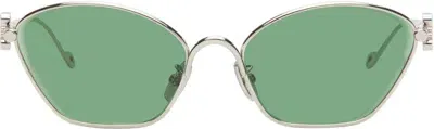 Loewe Silver Anagram Hexagonal Sunglasses In Metallic