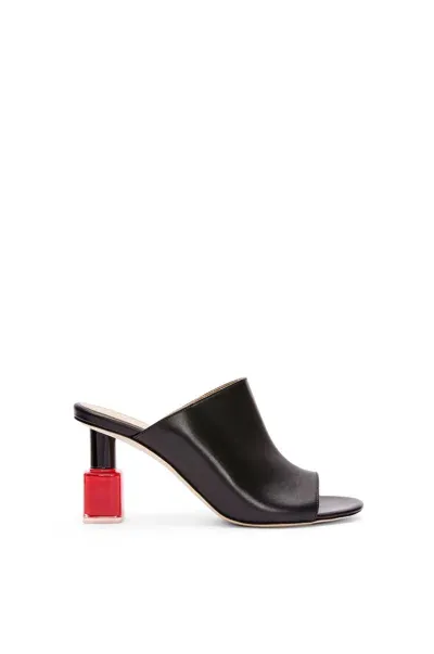 Loewe Nail Polish Leather Mules In Blck,red