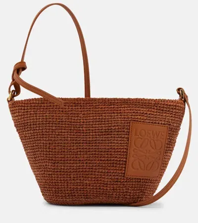 Loewe Slit Small Raffia Crossbody Bag In Honeygold