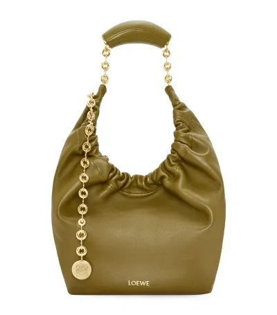 Loewe Small Leather Squeeze Top-handle Bag In Clay Green