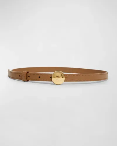 Loewe Smooth Leather Skinny Belt In Oak Gold