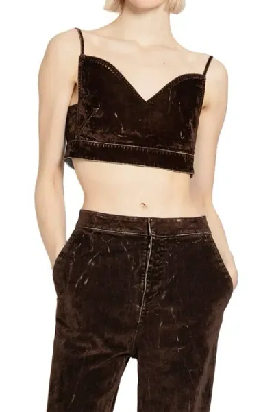 Loewe Velvet Crop Top In Coffee Bean