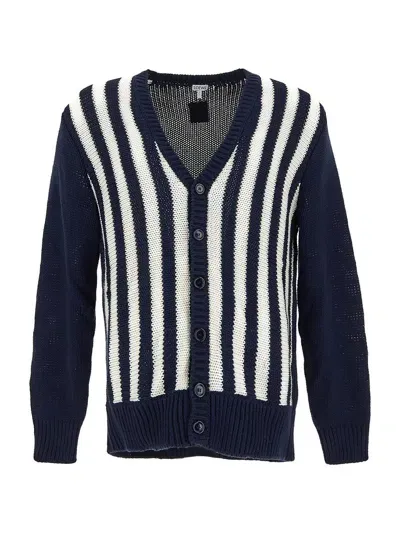 Loewe Striped Cardigan In Blue