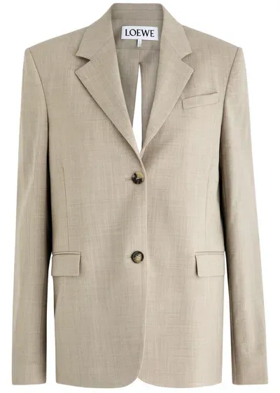 Loewe Tie-back Wool Blazer In Beige