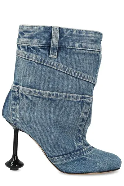 Loewe Toy Denim Ankle Boots In Blue